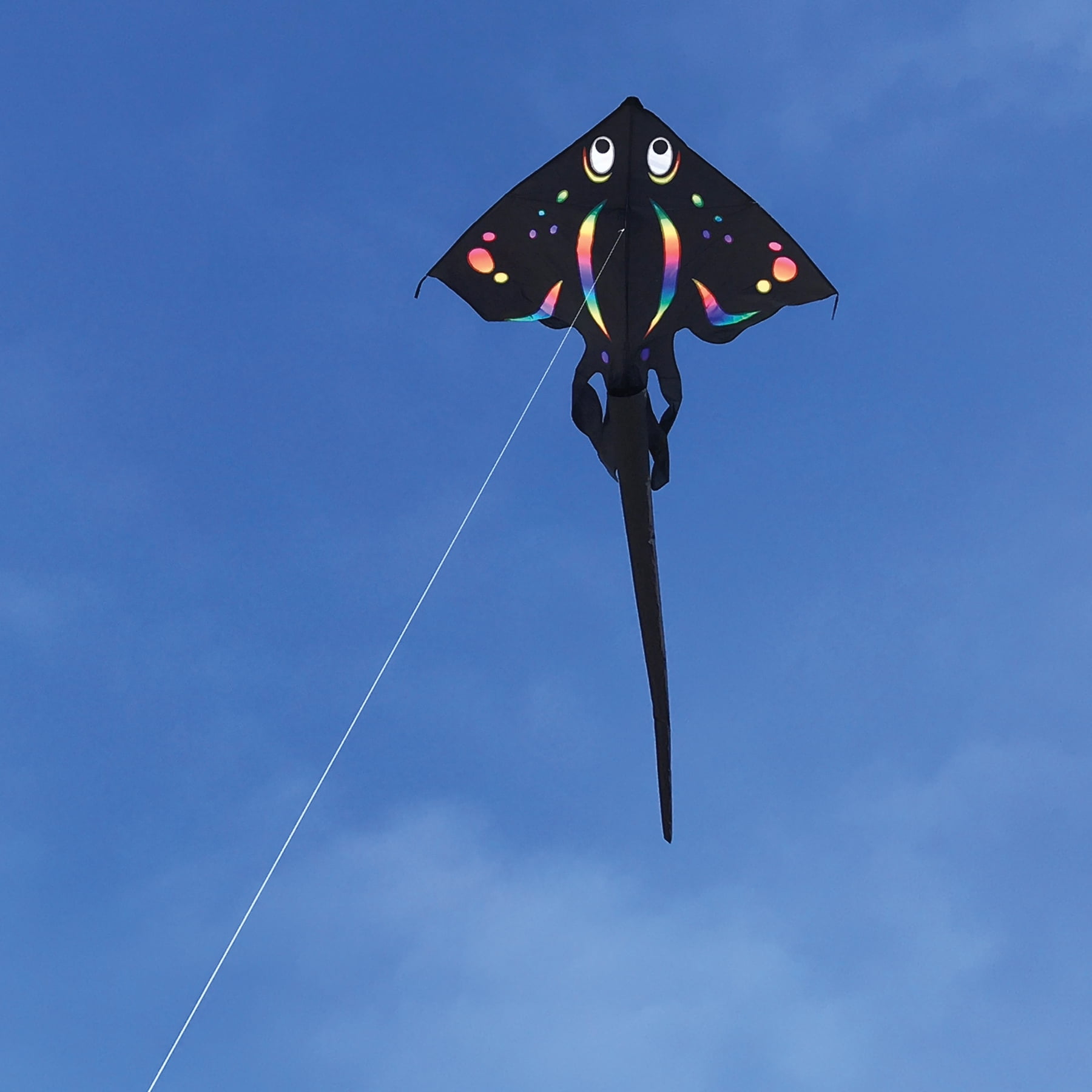 In the Breeze 3314 - 70-inch Black Stingray Ripstop Kite — Fun, Easy Flying Kite for All Ages