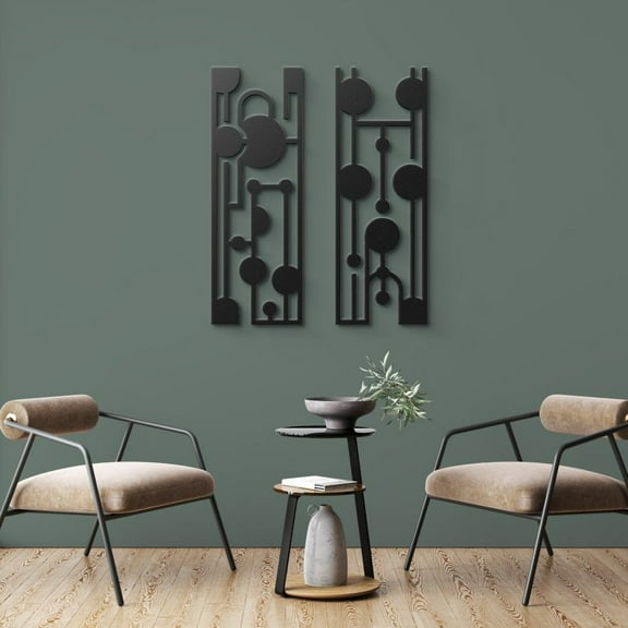 Elegant Mid Century Metal Wall Art Set Of 2