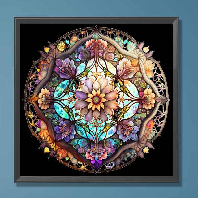 Cuadros Decorativos 5D bricolaje redondo completo taladro diamante pintura abstracta Mandala decoración del hogar (QQ942) Wdftyju de costura negro 4 estilos