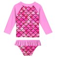 thumbnail image 3 of Lovebay Little Girls Mermaid Swimsuits Two Pieces Swimwears Rash Guard Set Long Sleeve UPF50+ Bathing Suit for Beach 2-8T, 3 of 5