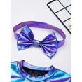 thumbnail image 5 of Hansber Toddler Baby Girls Shiny Metallic Long Sleeve Romper with Bow Headband for Birthday Party Outfit Blue 0-6M, 5 of 7