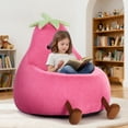 thumbnail image 5 of edx Bean Bag Chair for Kids, Soft Faux Rabbit Fur Fabric, Removable Washable Cover, Eggplant Lazy Chair for Bedroom Living Room, 24 Inch, Rose Red, 5 of 7