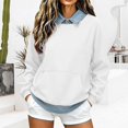 thumbnail image 2 of Women's Collared Sweatshirt Layered Look Pullover Top with Kangaroo Pocket Preppy Casual Tunic Sweatshirts, XL, 2 of 8
