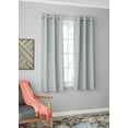 thumbnail image 3 of (2 pack) Mainstays Olan Silver Blackout Curtain Panel Pair, 2-Pack, Grommet Top, Textured Solid, 37" x 63", Room Darkening Drapes for Bedroom, 3 of 10
