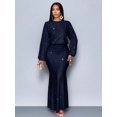 thumbnail image 7 of Navy Blue Sparkly Mermaid Hem Bodycon Maxi Dress For Evening Party Dating, 7 of 7