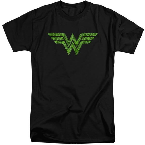 Wonder Woman St. Patrick's Day Shamrock Logo Unisex Adult Tall T Shirt,Black, 3X-Large