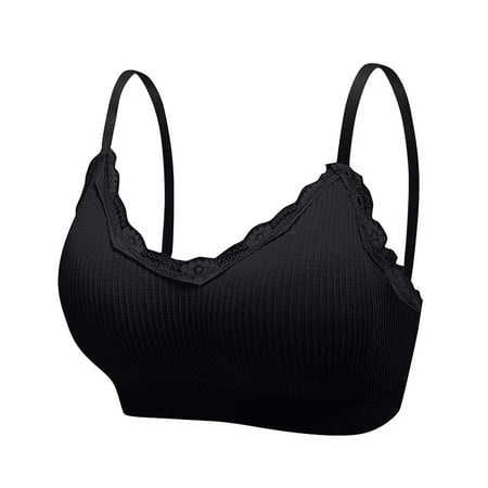 

BIZIZA Womens Bra V Neck 3 Pieces Wireless Bralette Lace Comfort