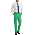 thumbnail image 2 of INSPIRE CHIC Solid Dress Pants for Men's Business Button Closure Flat Front Formal Trousers Green 32, 2 of 5