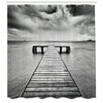 thumbnail image 3 of Ambesonne Black and White Shower Curtain, Old Pier on Sea, 69"Wx70"L, Black and White, 3 of 3
