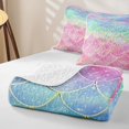 thumbnail image 4 of meiyoeat Glitter Gradient Mermaid Scale Twin Quilt Set for Girls, Rainbow Ocean Fairy Twin Coverlet Set, Pink Blue, 2 Pieces, 4 of 7