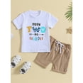thumbnail image 2 of Bagilaanoe 2pcs Toddler Baby Boy Short Pants Set Short Sleeve Letter Print T Shirt Tops + Shorts 18M 24M 3T 4T 5T Kids Summer Birthday Outfits, 2 of 8