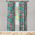 thumbnail image 3 of Ambesonne Tropical Curtains, Exotic Leaves Colorful Art, Pair of 28"x84", Dried Rose Indigo Aqua, 3 of 5