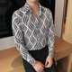 thumbnail image 5 of Camisa y blusa a rayas para hombre, ropa de hip hop con estampado floral de manga larga, top masculino con bolsillo, cuello vintage, algodón, genial, 5 of 5