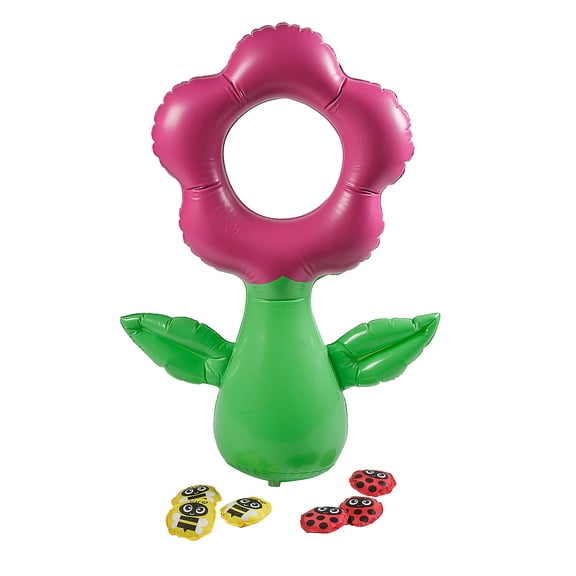 Fun Express 24" x 36" Inflatable Flower & Insects Bean Bag Toss Game - 5 Pieces, Vacation Bible School Supplies