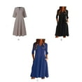 thumbnail image 4 of keepw Robe Couleur Unie Femmes Vêtements d'Été Robe à Manches Mi-Longues Bleu XXL, 4 of 6