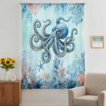 thumbnail image 2 of Coastal Octopus Blue Sheer Curtains 63 Inches Long, Summer Beach Nautical Coral Starfish Light Filering Curtains, Breathable Simi Curtain Privacy Drapes for Living Room Bedroom Window Treatment, 2 of 9