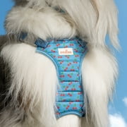 Oodles Blue Tart Cherries Quilted Adjustable Dog Harness, Small