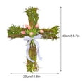 thumbnail image 2 of Easter Front Door Cross Wreath  15.7 Inch Easter Artificial Wreath with Tulips and White Ribbons  Home Decration Easter Cross Flowers Spring Wreath, 2 of 7