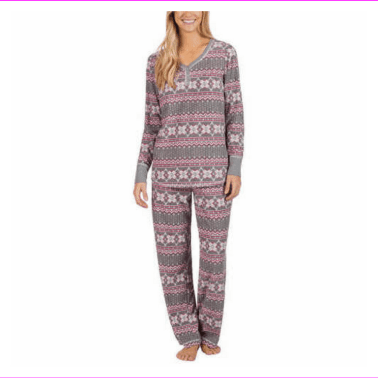 Nautica Women s 2 Piece Fleece Pajama Sleepwear Set M Gray Walmart