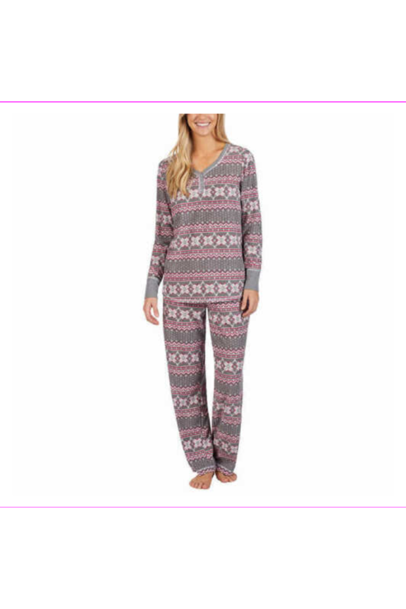 Women's 2 Piece Fleece Pajama Sleepwear Set M/Gray