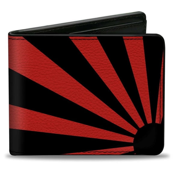 Buckle-Down Wallet, Bifold, Rising Sun Red Black, Vegan Leather