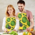 thumbnail image 3 of Green Lime Slices Yellow Pattern Apron-Garden Aprons for Women with Pockets-Cotton Linen Waterproof Kitchen Cooking Gardening Aprons Adjustable for Kitchen,Cooking,BBQ and Salon 33x27 Inch, 3 of 7