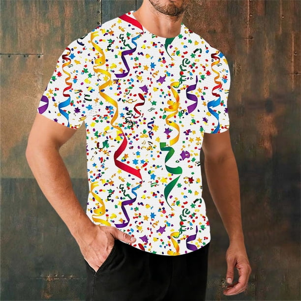 Ceisia Men's Mardi Gras Vertical Stripe T-shirt Short Sleeve Round Neck Casual Summer Festival Streetwear Tee Tops Purple XXXL Gifts