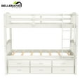 thumbnail image 3 of Bellemave White Twin over Twin Bunk Bed with Trundle Bed and 3 Drawers, Wood Frame Bunk Bed Twin Size with Storage for Bedroom, 3 of 10