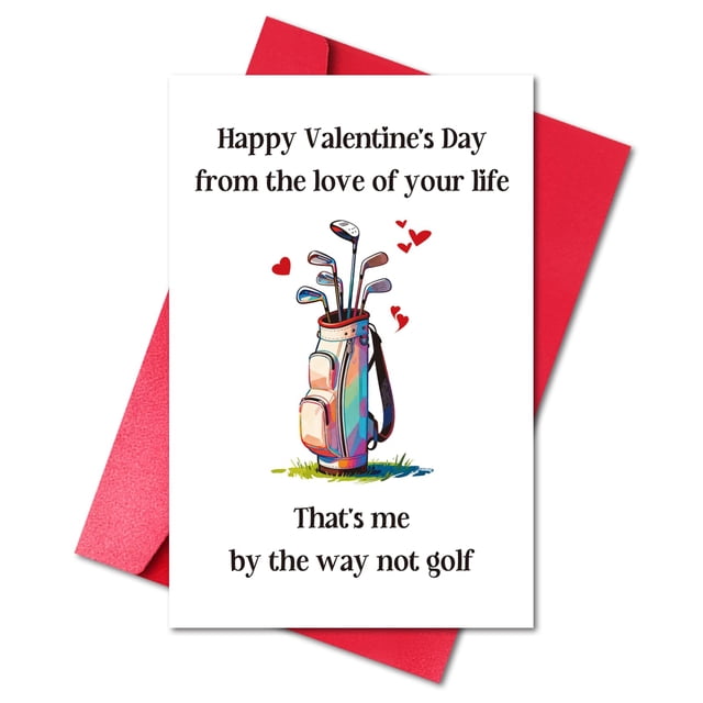 Tarjeta de San Valentín LYMEQING Divertida para Amantes del Golf 20.5x13.5 cm