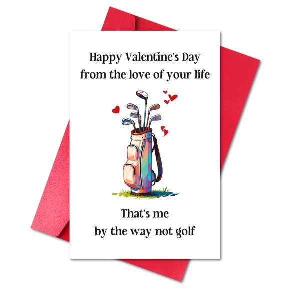 Tarjeta de San Valentín LYMEQING Divertida para Amantes del Golf 20.5x13.5 cm