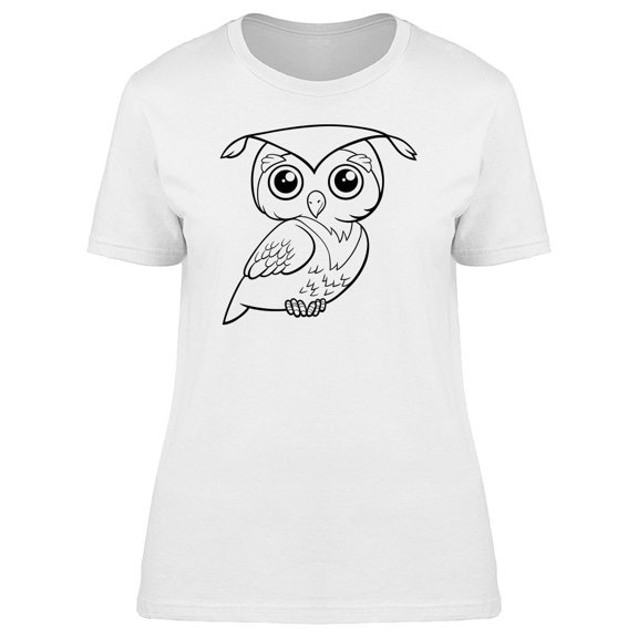 Adorable Happy Owl Cartoon Tee Women's -Image by Shutterstock
