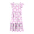thumbnail image 5 of LOVZFMLL Robe d'Été à Manches Courtes Col Rond Couleur Unie pour Filles, 5 of 5