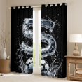thumbnail image 2 of Castle Fairy Ice Letter S Soccer Watercolor Art Black Out Curtains for Boys,Splash Graphic Curtains Pack of 2 (42x63 Each) for Soccer Lovers, 2 of 6