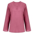 thumbnail image 4 of Babysbule Women's V-Neck Long Sleeve Cotton Linen Top, Lightweight Soft Spring Summer Blouse, Stylish Loose Fit Shirt for Daily Wear, 4 of 5