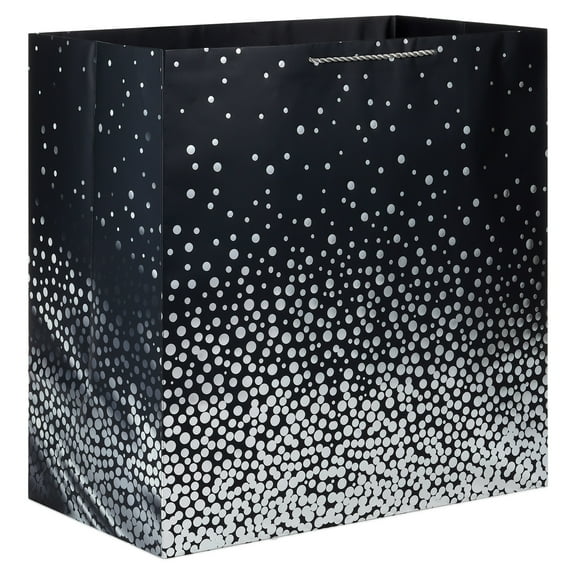Hallmark Extra-Deep Gift Bag (Black with Cascading Silver Dots)