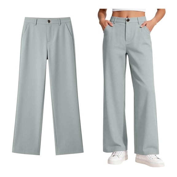 School Uniform Pants for Girls Pants Stretch Pants with Pockets Straight Pants Blue Pants for Girls Uniform Back To School Clothes Girls Pants Size 13-14 Years