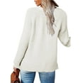 thumbnail image 3 of Seyurigaoka Women Casual Loose Style Sweater, Solid Color Long Sleeve V-neck Knitwear, 3 of 4