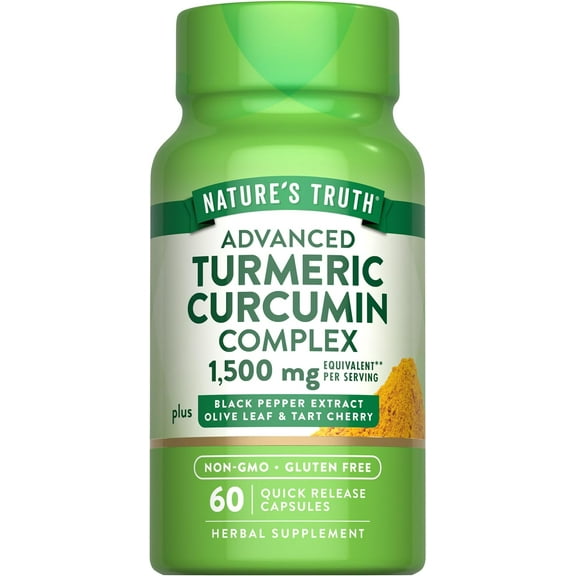 Turmeric Curcumin 1500 mg | 60 Capsules | With Black Pepper Extract, Olive Leaf & Tart Cherry | by Nature's Truth
