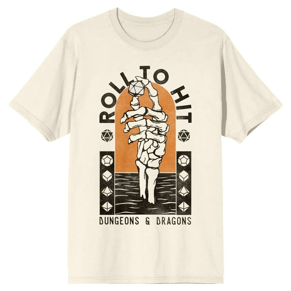 Dungeons & Dragons Skeleton Hand Roll To Hit Men's Natural Ground T-shirt-Large
