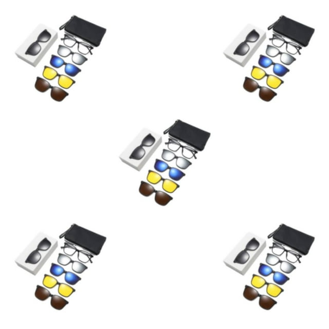 Transemion 5piece Magnetic Clip On Glasses Stable Fixation Dual-purpose For Eyeglasses And Smooth Line PC Frame Type 2 5Set