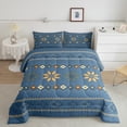 thumbnail image 2 of Manfei Abstract Rhombus Floral Full Size Comforter Sets,Retro Boho Geometric Bedding Comforter Set,Blue Brwon Bedding Sets For Girls Boys,Luxury Bedroom Decor Reversible,3 Pieces, 2 of 8
