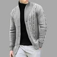 thumbnail image 2 of LpwkSSA Men's Cardigan Sweater Coats Long Sleeve Knitted Solid Color Stand Collar Cable Button Loose Casual Sweaters with Pockets Gray XXL, 2 of 4