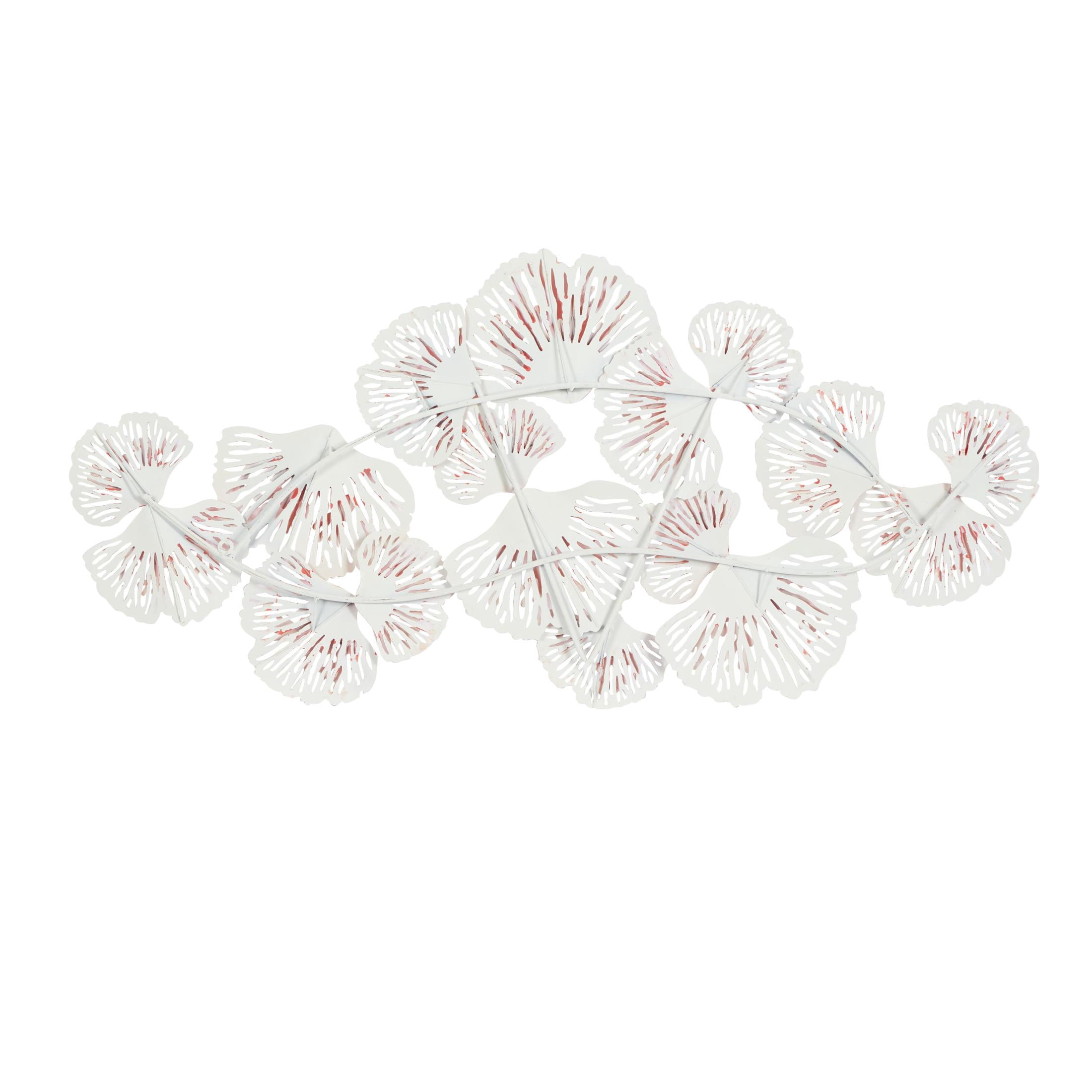DecMode Orange Metal Floral Wall Decor