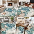 thumbnail image 5 of 5'x8' Area Rugs, Teal Coastal Turtle Indoor Outdoor Area Rug for Living Room Bedroom, Vintage Summer Beach Nautical Coral Washable Bathroom Rugs Kitchen Floor Carpet Mats Home Decor Aesthetic, 5 of 8