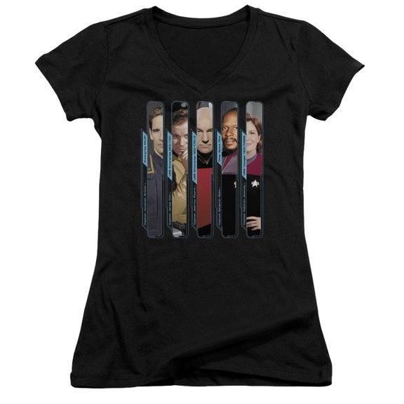 Star Trek The Captains Junior Women's V-Neck T-Shirt Black