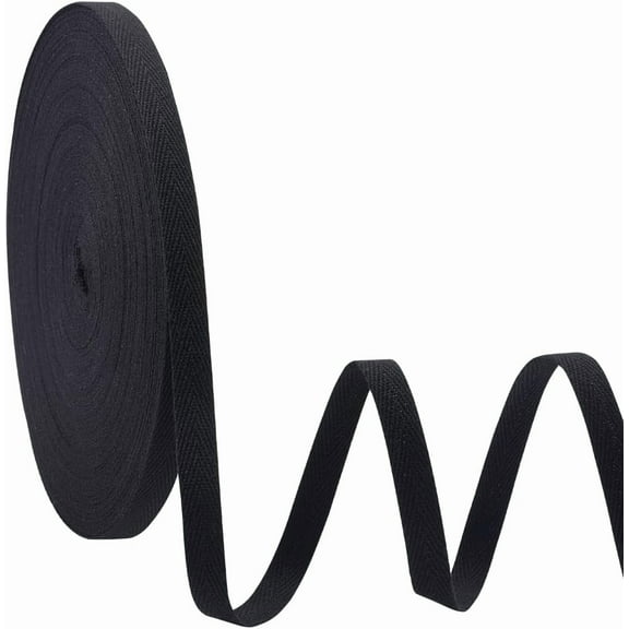 Polyester Herringbone Ribbon for Garment Accessories Black 1/2 inch(12.5mm)