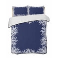 thumbnail image 2 of Quilts Full Size, Coastal Coral Soft Comforter Bedding Set for Bed, Navy Blue Ocean Marine Nautical Beach Lightweight Quilted Bedspread with Pillow Cover(2 Pieces) for All Season, 78x90 Inch, 2 of 6