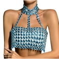 thumbnail image 5 of Mittory Women's Sequin Rhinestone Halter Crop Top Sexy Strappy Choker Sparkly Disco Nightclub Party Tank Shirts, 5 of 8