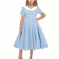 thumbnail image 6 of Cocktail Dresses for Girls Size 5-14 Elegant A-Line Teens Kids Trendy Short Sleeve Button Collared Polka Dot Printed 70S Prom Dress, 6 of 6