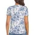 thumbnail image 3 of Honeii Rose Flowers Print Women's V-Neck T-Shirt,Short Sleeve V Neck Tees Tops for Women , Perfect for Work, Travel, and Everyday Wear, 3 of 7